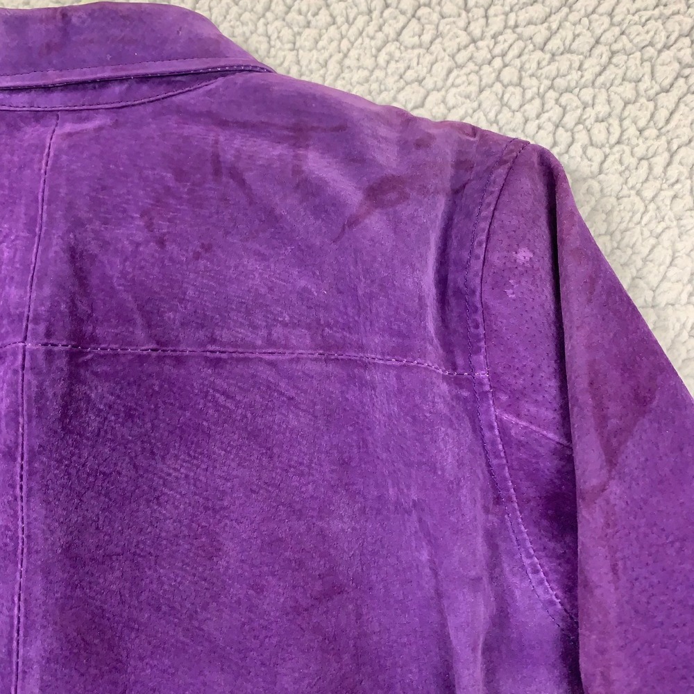 VTG Bagatelle Suede Shirt Womens Large Purple Genuine Leather Button Down Jacket - Picture 7 of 11